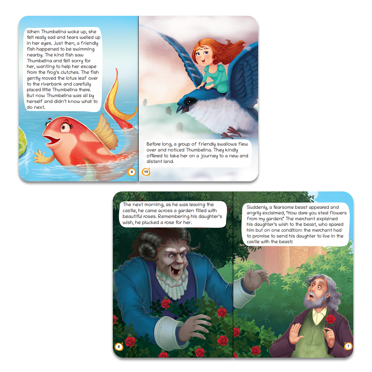 Lil Legends Fairy Tales Favourites Set of 4 Story Books for Kids Age 2-5 Years - Beauty and the Beast, Little Mermaid, The Princess and the Pea and Thumbelina | Illustrated Bedtime Stories