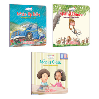 Lil Legends Mindful Moments Series - Wake Up Billy, Skilful Climbers and The Abacus Class | Set of 3 Books for Kids | Illustrated Stories to Build Concentration and Attention | Age 5+