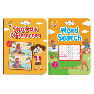 Lil Legends Interactive Learning Activity Books, Set of 2 for Kids Age 4+ Years | Spot the Differences and Word Search Puzzles | Brain Games to Boost Vocabulary and Observation