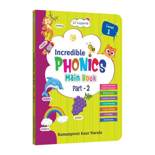 Lil Legends Incredible Phonics Level 1 Main Book Part 2 | Letter Sounds, Tracing, Writing, Word Recognition and Fun Activities | Phonics Workbook for Beginners | Age 3+