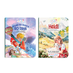 Lil Legends Timeless Classics Re-Imagined for Today | Set of 2 Illustrated Story Books | Heidi and Around the World in 80 Days | Vocabulary, Imagination and Value Booster Stories | For Age 7+
