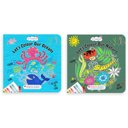 Lil Legends Let's Colour Set of 3 Colouring Books | Animals, Oceans and Dragons | Travel-Friendly Hardboard Support | Boosts Focus and Creativity | For UKG/Primary | Age 4+