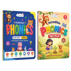 Lil Legends Incredible Phonics Level 2 Main Book and Sight Words Book | Set of 2 Books for Age 4-6 Years | CVC Words, Blending and High Frequency Words | Fun Activity Book | For UKG/Class 1