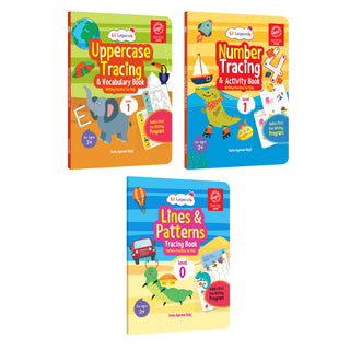 Lil Legends Early Writing Readiness | Set of 3 Books | Lines and Patterns + Number Tracing + Uppercase Tracing and Vocabulary | India's First Pre-Writing Programme | Age 2-5