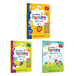 Lil Legends Incredible Phonics Level 1 Main Book Part 1, Part 2 and Sight Words Book | Set of 3 for Age 3-5 Years | Letter Sounds, High Frequency Words and Fun Activities | For Nursery/LKG/
