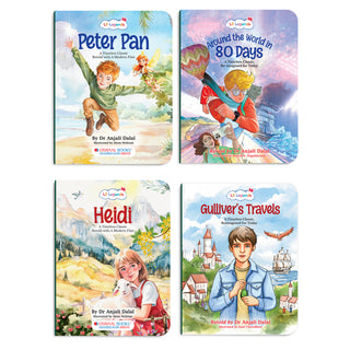 Lil Legends Timeless Classics Re-Imagined for Today | Set of 4 Story Books | Heidi, Peter Pan, Gulliver's Travels and More | Vocabulary, Imagination and Values Booster Stories | For Age 7+