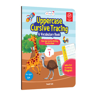 Lil Legends Uppercase Cursive Tracing & Vocabulary Workbook for Kids | Level 1 Handwriting Practice Book | Learn Letter Formation & Improve Writing Skills | Age 4+