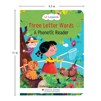 Lil Legends Three Letter Words A Phonic Reader- CVC Phonics Book for Kids | Letter Sounds, Blending and Word Recognition | Early Reading Practice Workbook | For Nursery/LKG/UKG | Age 5+