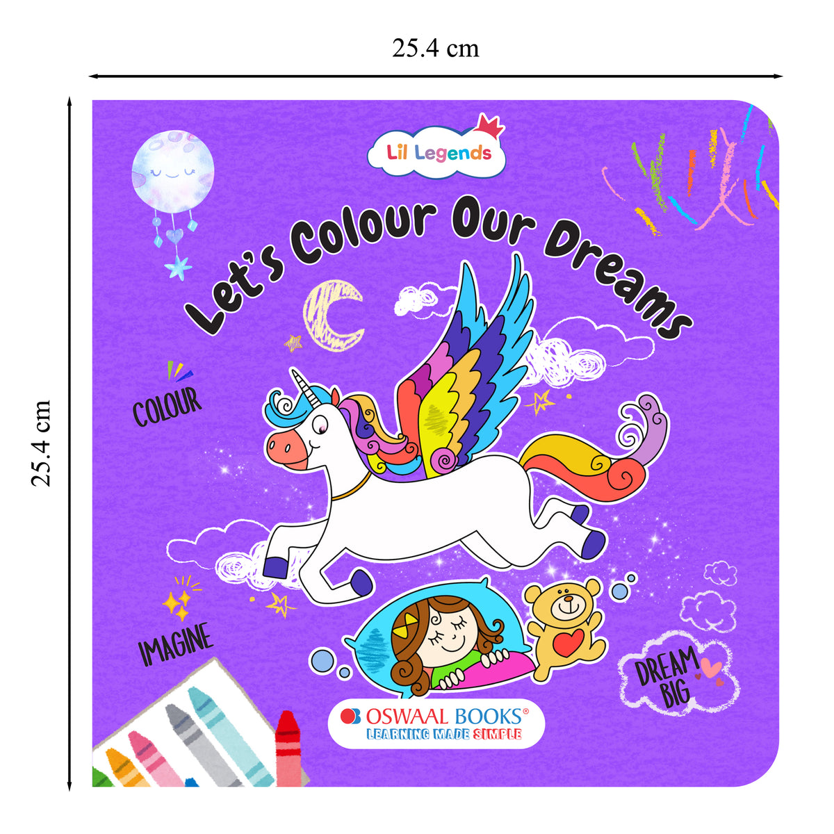 Lil Legends Let's Colour Set of 3 Colouring Books | Toys, Dreams and Nature | Travel-Friendly Hardboard Support | Boosts Focus and Creativity | For UKG/Primary | Age 4+