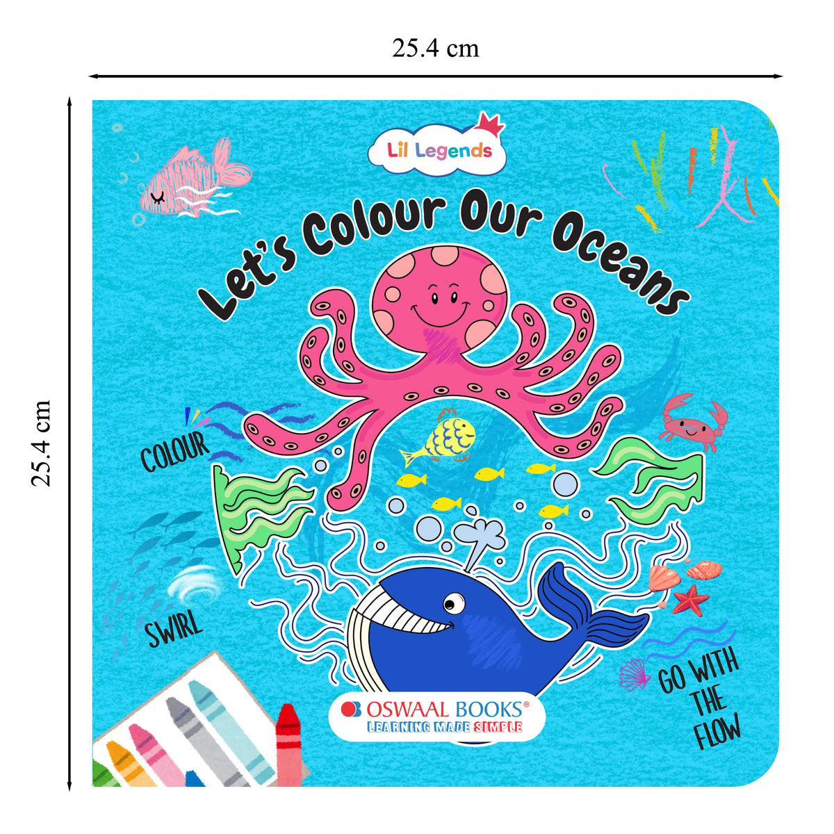 Lil Legends Let's Colour Set of 3 Colouring Books | Animals, Oceans and Dragons | Travel-Friendly Hardboard Support | Boosts Focus and Creativity | For UKG/Primary | Age 4+