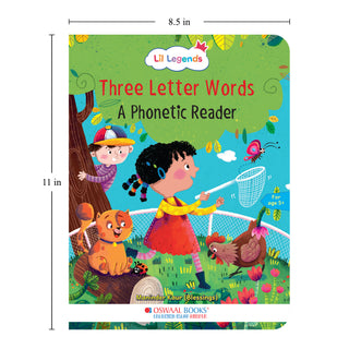 Lil Legends Three Letter Words A Phonic Reader- CVC Phonics Book for Kids | Letter Sounds, Blending and Word Recognition | Early Reading Practice Workbook | For Nursery/LKG/UKG | Age 5+
