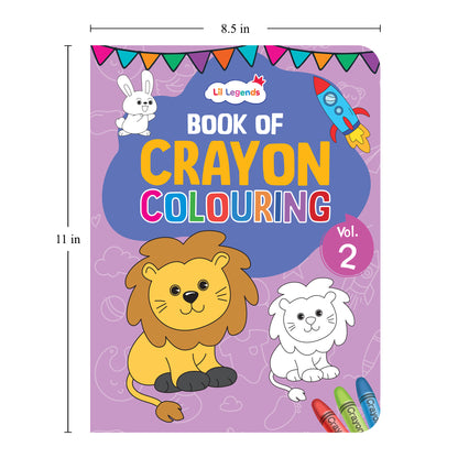 Lil Legends Crayon Colouring Book Vol 2 for Kids | Bold Outlines and Simple Designs | Animals, Birds and Surrounding World | Fun Colouring Activity Book | For Nursery/LKG | Age 3+