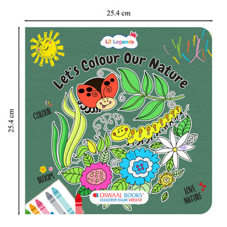 Lil Legends Let's Colour Set of 2 Colouring Books | Animals and Nature | Travel-Friendly Hardboard Support | Boosts Focus and Creativity | For UKG/Primary | Age 4+