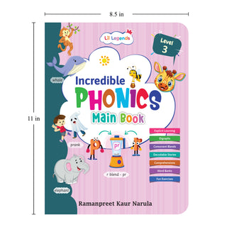 Lil Legends Incredible Phonics Level 3 Main Book for Kids | Digraphs, Consonant Blends and Decodable Stories | Reading Fluency | Advanced Phonics Workbook | For Class 1 and Class 2 | Age 5-7