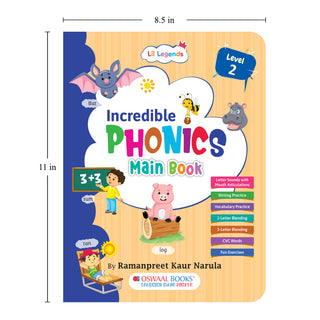 Lil Legends Incredible Phonics Level 2 Main Book and Sight Words Book | Set of 2 Books for Age 4-6 Years | CVC Words, Blending and High Frequency Words | Fun Activity Book | For UKG/Class 1
