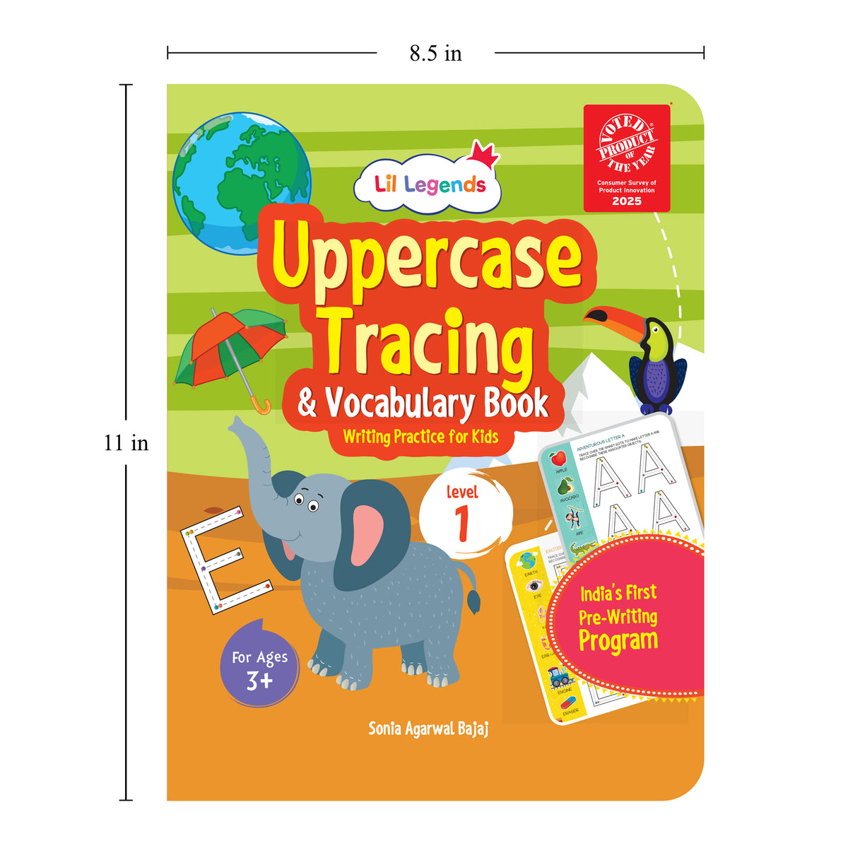 Lil Legends Writing Books Uppercase Tracing and Vocabulary Book Level 1 for Kids | India's First Pre-writing Program | Workbook with Smart Dot Guidance | For Nursery/LKG/UKG | Age 3+