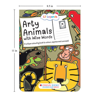 Lil Legends Arty Animals Fun Colouring Book for Kids | 35+ Perforated Tear-Out Animal Themed Postcards to Colour and Share | Boosts Focus, Colour Recognition and Creativity | Age 3+