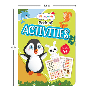 Lil Legends Book of Activities for Age 4+ | Fun Learning Workbook with Tracing, Writing, Colouring Matching, Puzzles and More | Early Learning Activity Book | For LKG/UKG/Class 1