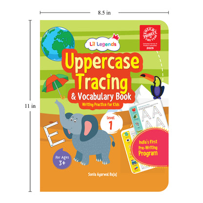 Lil Legends Writing Books Set of 4 Books | India's First Pre-Writing Program | Patterns Numbers and Uppercase Tracing, Activities and Vocabulary | For Nursery/LKG/UKG | Age 2-5
