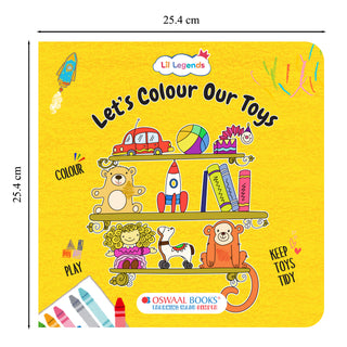 Lil Legends Let's Colour Set of 2 Colouring Books | Toys and Oceans | Travel-Friendly Hardboard Support | Boosts Focus and Creativity | For UKG/Primary | Age 4+