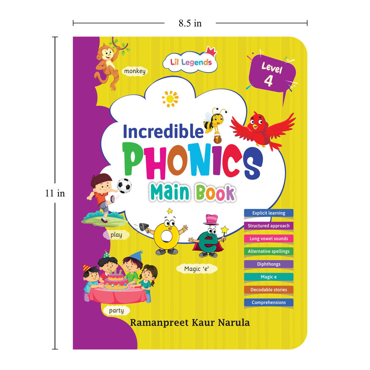 Lil Legends Incredible Phonics Level 4 Main Book and Sight Words Book | Set of 2 Books for Kids | Long Vowels, Complex Blends and High Frequency Words | For Class 1 and 2 | Age 6-8