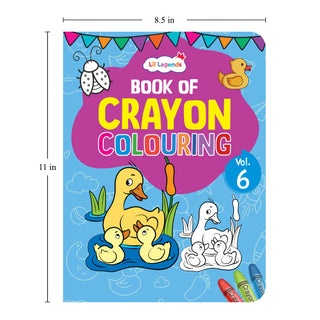 Lil Legends Book Of Crayon Colouring for Kids | Builds Focus, Creativity and Colour Recognition | Colouring Activity Book with Detailed Designs | For UKG/Class 1 | Age 5+