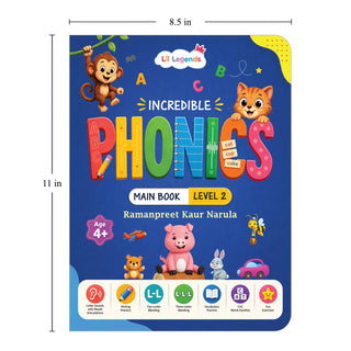 Lil Legends Incredible Phonics Level 2 Main Book and Sight Words Book | Set of 2 Books for Age 4-6 Years | CVC Words, Blending and High Frequency Words | Fun Activity Book | For UKG/Class 1