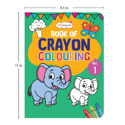 Lil Legends Books Of Crayon Colouring Vol 1-4 Set of 4 | Boosts Focus, Colour Recognition and Creativity | Fun Activity Books With Bold Outlines | For Nursery/LKG/UKG | Age 3+