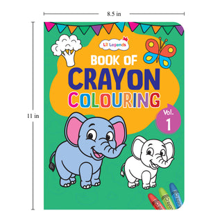 Lil Legends Books Of Crayon Colouring Vol 1-4 Set of 4 | Boosts Focus, Colour Recognition and Creativity | Fun Activity Books With Bold Outlines | For Nursery/LKG/UKG | Age 3+