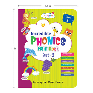 Lil Legends Incredible Phonics Level 1 Main Book Part 2 for Kids | Letter Sounds, Tracing, Writing, Word Recognition and Fun Activities | Phonics Workbook | For Nursery/LKG | Age 3-5