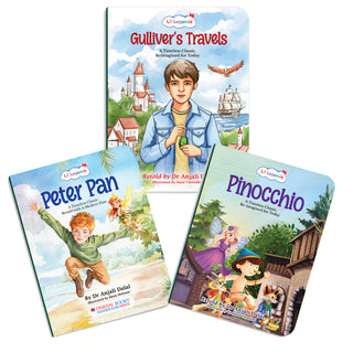 Lil Legends Timeless Classics Re-Imagined for Today | Set of 3 Story Books | Pinocchio, Peter Pan and Gulliver's Travels | Vocabulary, Imagination and Value Booster Stories | For Age 7+