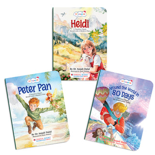 Lil Legends Timeless Classics Re-Imagined for Today | Set of 3 Story Books | Heidi, Peter Pan and Around the World in 80 Days | Vocabulary, Imagination and Value Booster Stories | For Age 7+