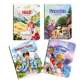Lil Legends Timeless Classics Re-Imagined for Today | Set of 4 Story Books | Pinocchio, Around the World in 80 Days and More | Vocabulary, Imagination and Values Booster Stories | For Age 7+ f