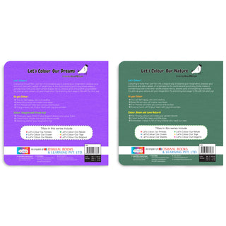 Lil Legends Let's Colour Set of 2 Colouring Books | Dreams and Nature | Travel-Friendly Hardboard Support | Boosts Focus and Creativity | For UKG/Primary | Age 4+
