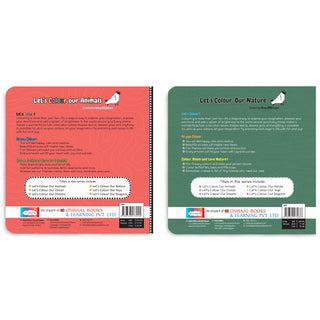 Lil Legends Let's Colour Set of 2 Colouring Books | Animals and Nature | Travel-Friendly Hardboard Support | Boosts Focus and Creativity | For UKG/Primary | Age 4+