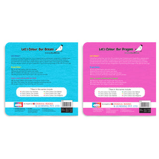 Lil Legends Let's Colour Set of 2 Colouring Books | Oceans and Dragons | Travel-Friendly Hardboard Support | Boosts Focus and Creativity | For UKG/Primary | Age 4+