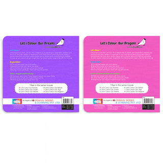 Lil Legends Let's Colour Set of 2 Colouring Books | Dreams and Dragons | Travel-Friendly Hardboard Support | Boosts Focus and Creativity | For UKG/Primary | Age 4+