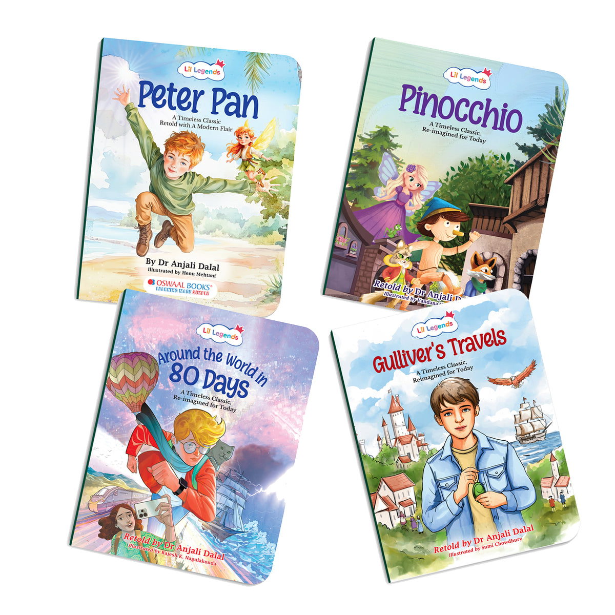 Lil Legends Timeless Classics Re-Imagined for Today | Set of 4 Story Books | Pinocchio, Peter Pan, Gulliver's Travels and More | Vocabulary, Imagination and Values Booster Stories | For Age 7+