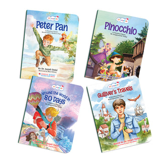 Lil Legends Timeless Classics Re-Imagined for Today | Set of 4 Story Books | Pinocchio, Peter Pan, Gulliver's Travels and More | Vocabulary, Imagination and Values Booster Stories | For Age 7+