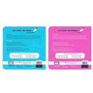 Lil Legends Let's Colour Set of 2 Colouring Books | Oceans and Dragons | Travel-Friendly Hardboard Support | Boosts Focus and Creativity | For UKG/Primary | Age 4+