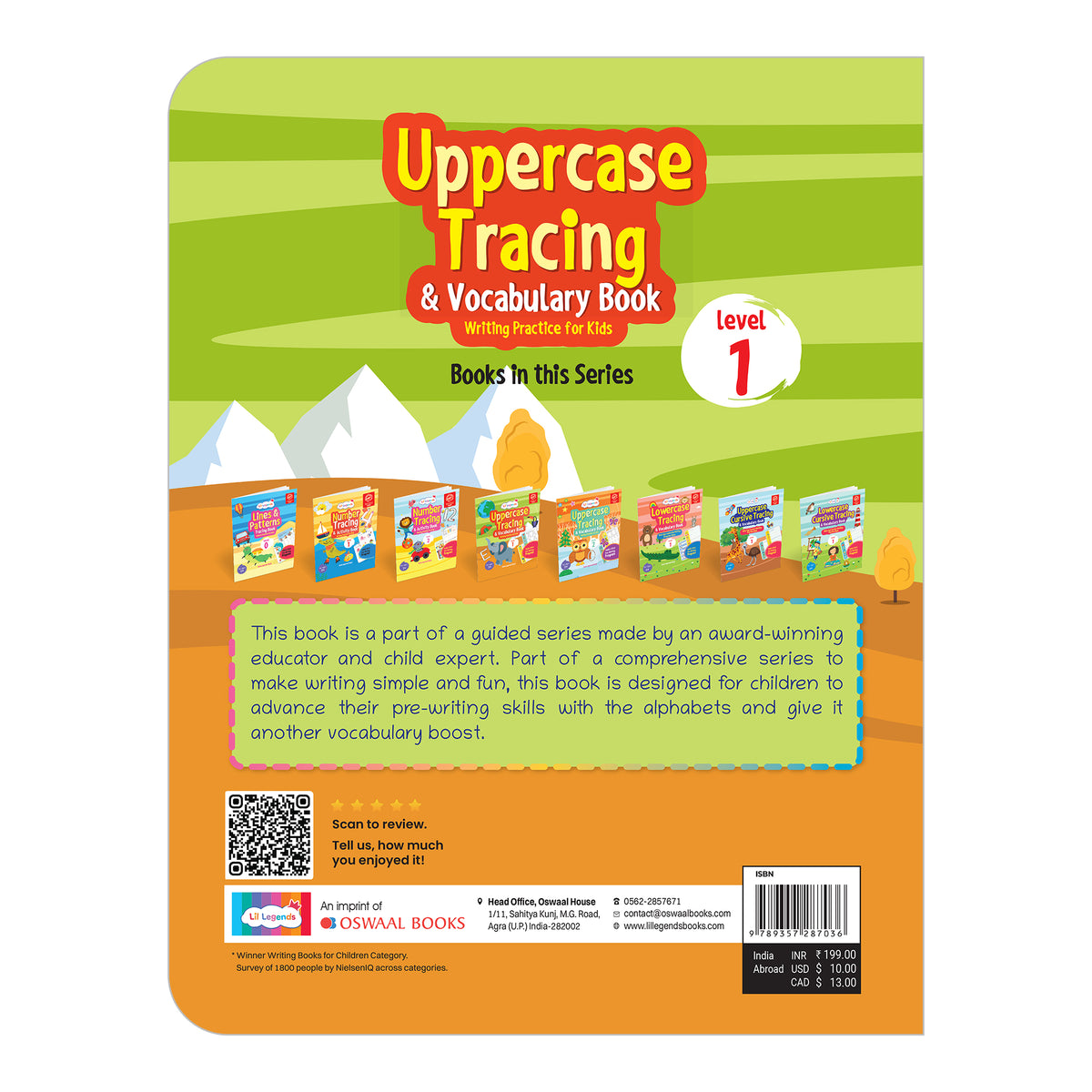 Lil Legends Writing Books Uppercase Tracing and Vocabulary Book Level 1 for Kids | India's First Pre-writing Program | Workbook with Smart Dot Guidance | For Nursery/LKG/UKG | Age 3+