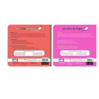 Lil Legends Let's Colour Set of 2 Colouring Books | Animals and Dragons | Travel-Friendly Hardboard Support | Boosts Focus and Creativity | For UKG/Primary | Age 4+