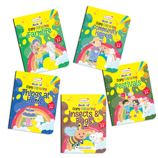 Lil Legends Books Of Copy Colouring Set of 5 Books for Kids | Community Helpers, Festivals, Things at Home and More | Fun Activities and Vocabulary Booster | For LKG/UKG | Age 3+
