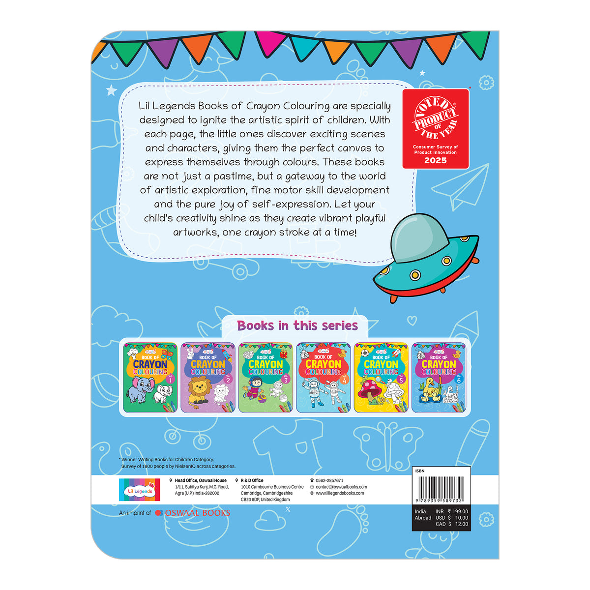 Lil Legends Book Of Crayon Colouring for Kids | Builds Focus, Creativity and Colour Recognition | Colouring Activity Book with Detailed Designs | For UKG/Class 1 | Age 5+