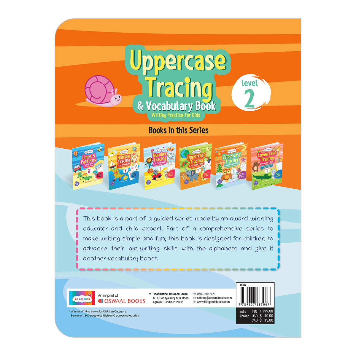 Lil Legends Writing Books Uppercase Tracing and Vocabulary Book Level 2 for Kids | India's First Pre-writing Program | Workbook With Smart Dot Guidance | For Nursery/LKG/UKG | Age 3-5