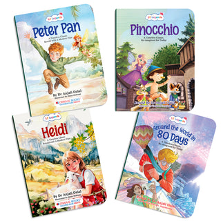 Lil Legends Timeless Classics Re-Imagined for Today | Set of 4 Story Books | Peter Pan, Around the World in 80 Days and More | Vocabulary, Imagination and Value Booster Stories | For Age 7+