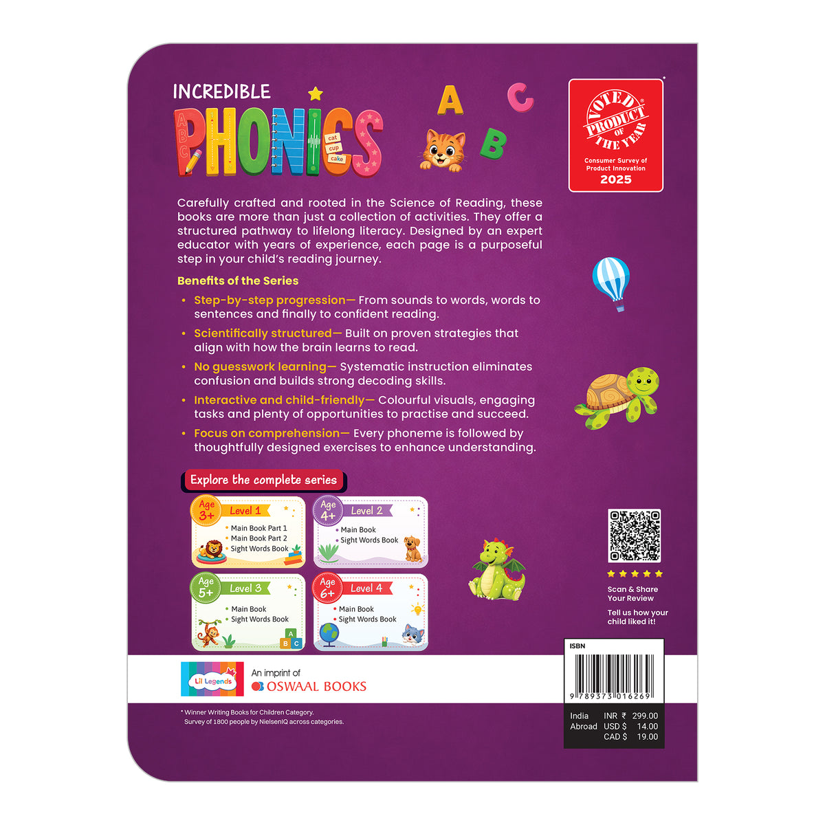 Lil Legends Incredible Phonics Level 1 Part 1 Main Book | Letter Sounds, Tracing, Writing and Fun Activities | Phonics Workbook for Beginners | Age 3+