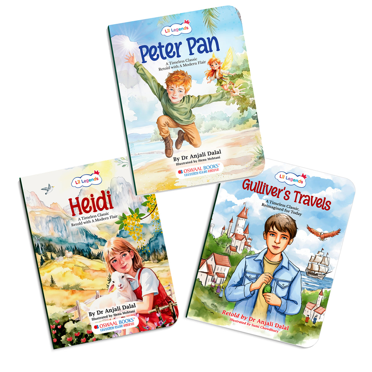 Lil Legends Timeless Classics Re-Imagined for Today | Set of 3 Story Books | Heidi, Peter Pan and Gulliver's Travels | Vocabulary, Imagination and Value Booster Stories | For Age 7+ f