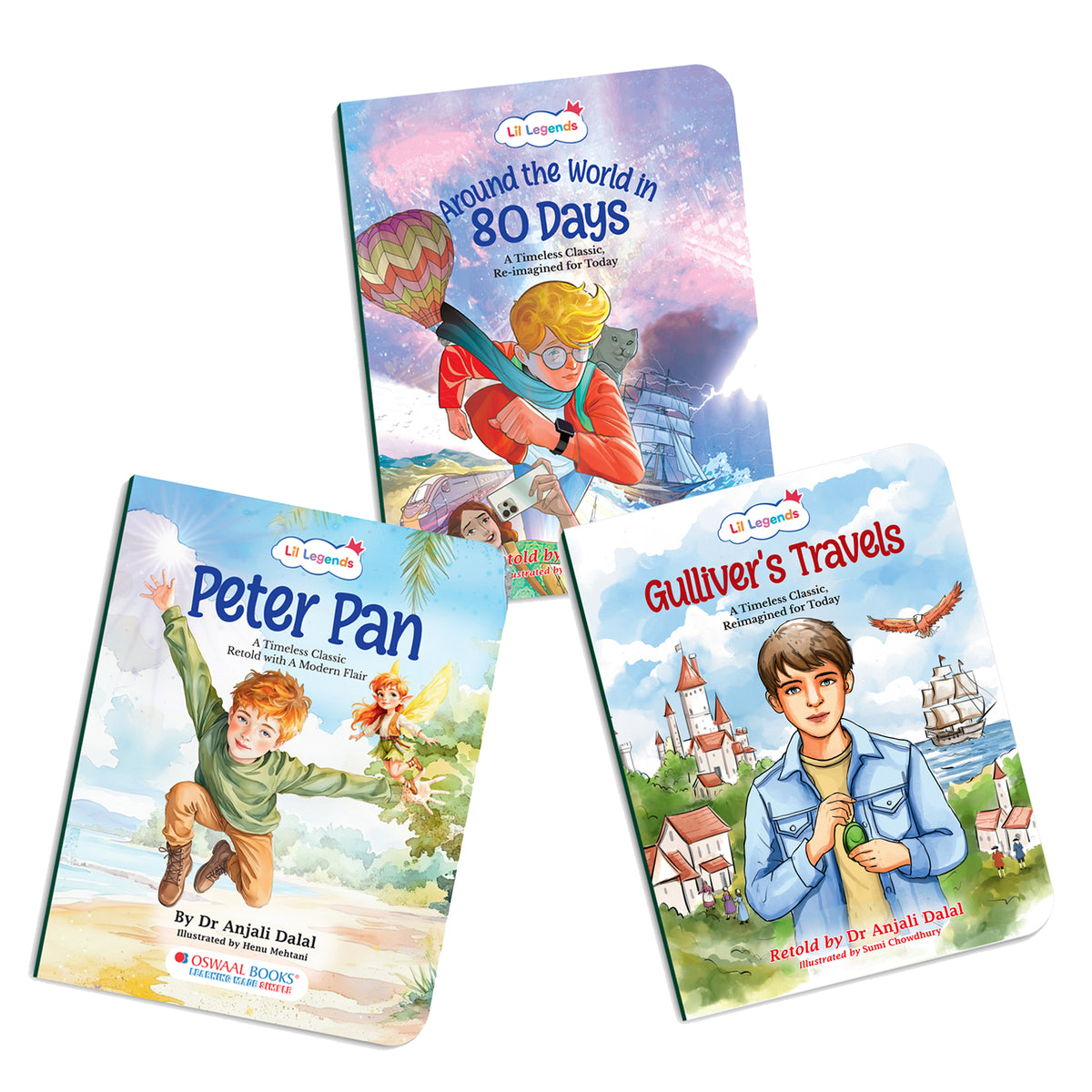 Lil Legends Timeless Classics Re-Imagined for Today | Set of 3 Books | Peter Pan, Gulliver's Travels and More | Vocabulary, Imagination and Value Booster Stories | For Age 7+