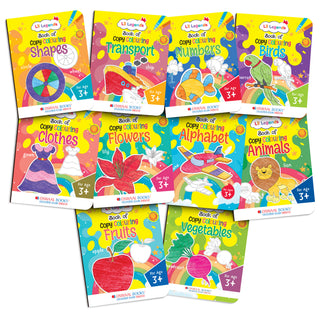 Lil Legends Set Of 10 Copy Colouring Books for Kids | Boxset of 10 Books | Alphabet, Numbers, Shapes and More | Fun Activities and Vocabulary Booster | For Nursery/LKG/UKGF | Age 3+